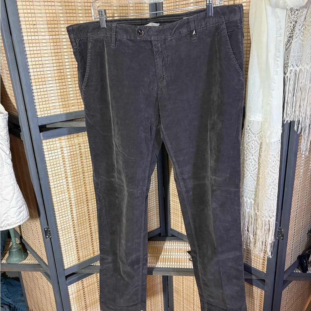 Myths Elegant Dark Brown Fine Wale Corduroy Straight Leg Pants